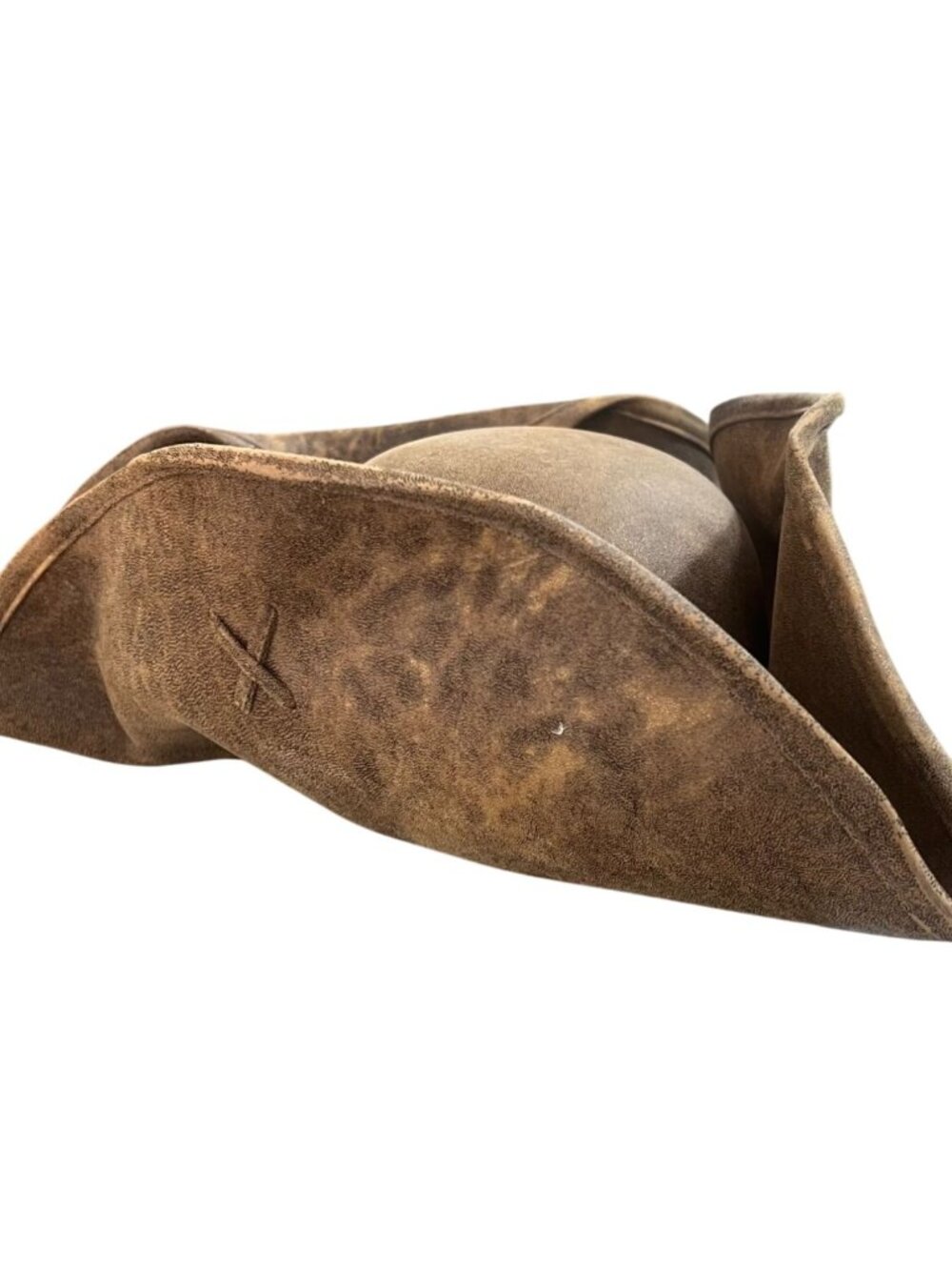 Pirate-Style Tricorn Hat Distressed Brown Faux Leather Cosplay Costume Accessory